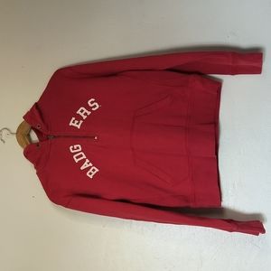 Badgers 100% Pima Cotton Red Quarter Zip Hoodie Pullover Sz Large women's
